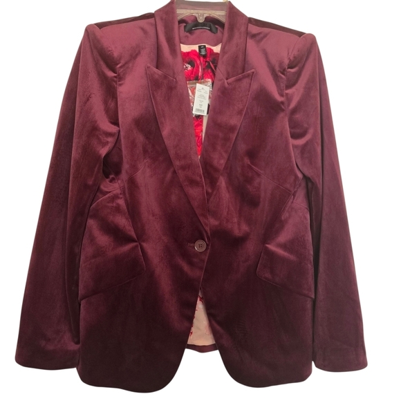 White House Black Market Jackets & Blazers - NWT White House Black Market Port Plum Velvet Editor Blazer
